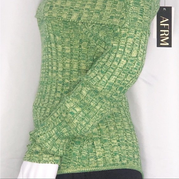 AFRM Green &Yellow Marled Long Sleeves Off Shoulder Bodysuit Sweater Size Medium - Picture 11 of 16